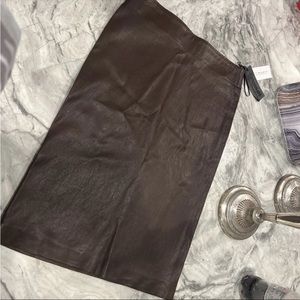 SPRWMN Tube Skirt Dark Chocolate Brown Leather Luxury Pencil M NWT $875 MSRP